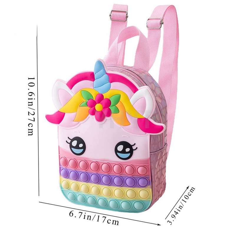 【COD】Tas pop it unicorn tas anak tas pop it Motif lucu jumbo incluede tali selpang bahu anak backpacks