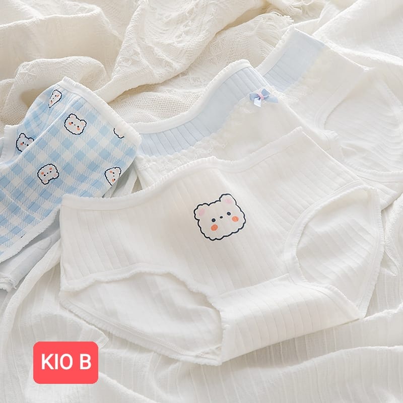 BAJUKIDDIE KIO PANTIE CELANA DALAM ABG REMAJA WANITA ALA KOREA MOTIF LUCU KATUN IMPORT ADEM