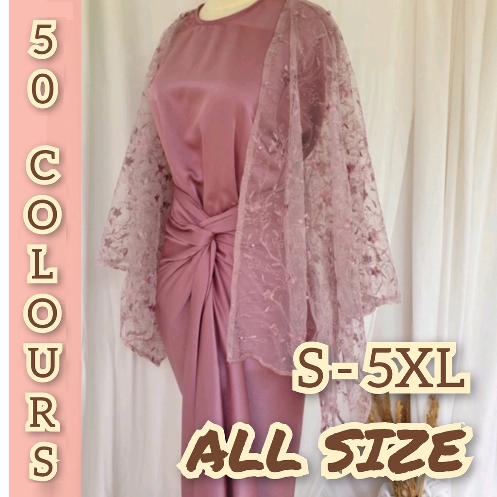 3IN1 (Outer+Wrap Skirt+Blouse) One set rok lilit Blouse inner manset lengan panjang &amp; oter lengkap murah siap pakai | Size S - XL5 (BIG SIZE)