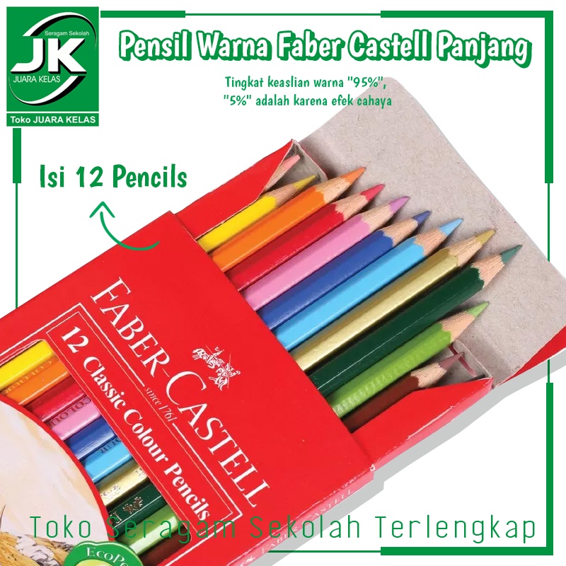 

[Toko Juara Kelas]Pensil Warna Faber Castell Classic Colour Pencils 12W - Pensil warna Faber Castell 12 panjang Classic (1 set 12 warna)