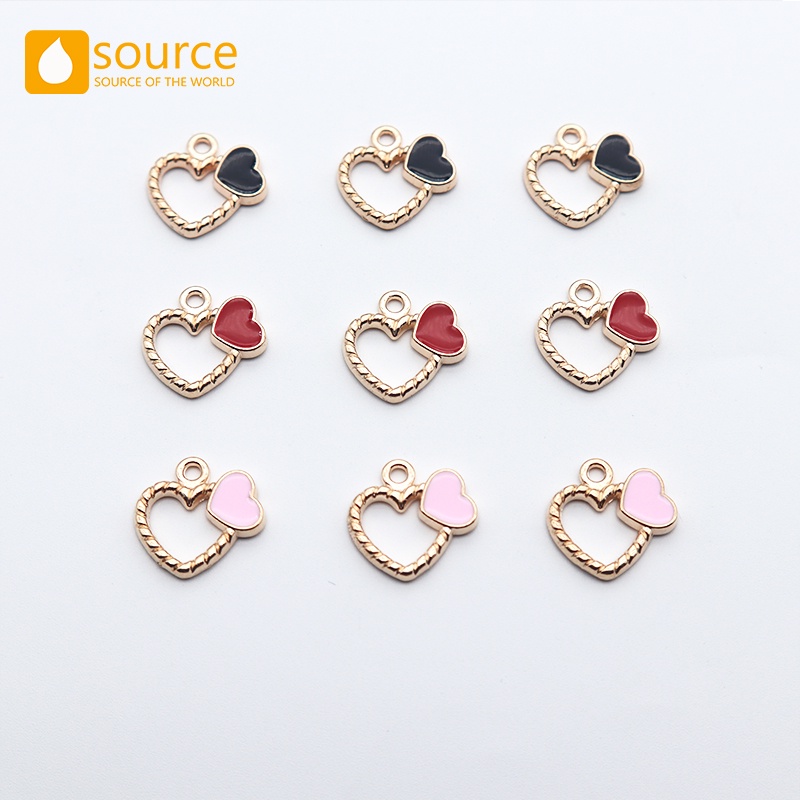8pcs Liontin Kalung Gelang Bentuk Hati Bahan Alloy Untuk Aksesoris Pakaian Wanita