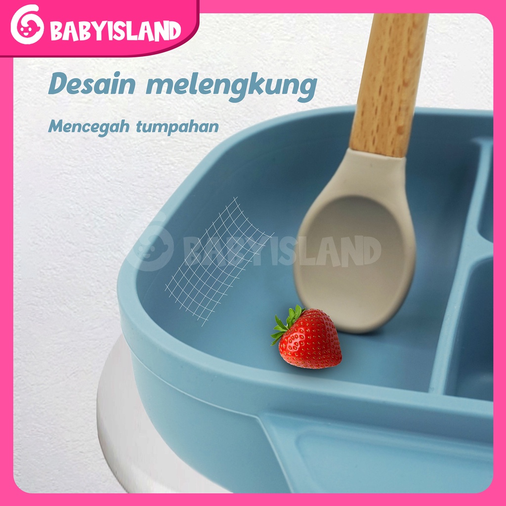 PREMIUM SILICONE BOWL BPA Free Waterproof Peralatan Tempat Makan Bayi Anak-anak Silikon Bib Mangkok Sendok Piring Garpu