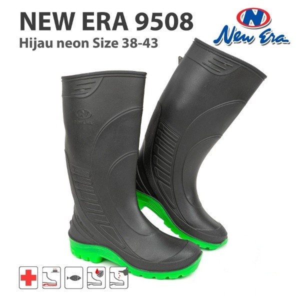 Sepatu Boots Tinggi NEW ERA 9508 List Hijau | Sepatu Boots Kuat Kokoh | Sepatu Boots Pria New Era Or