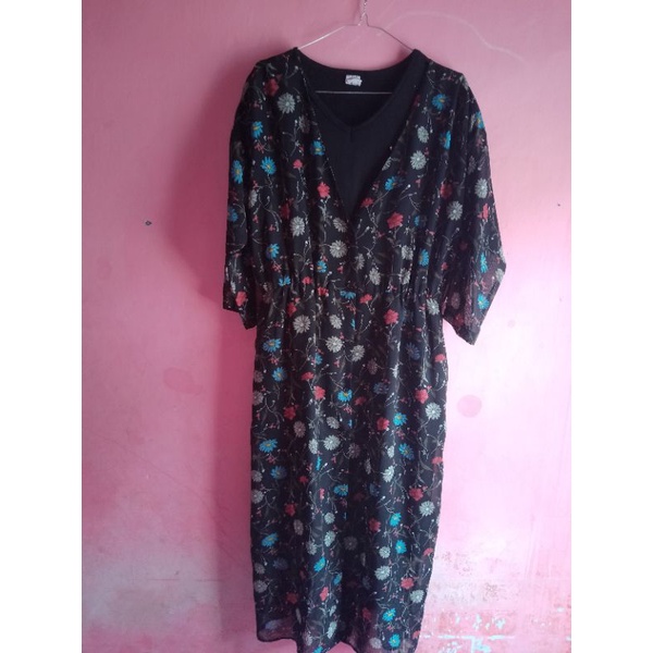 dress/outer sifon bunga preloved