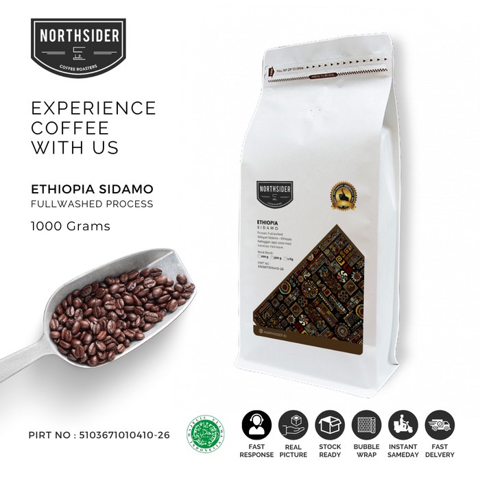 

BAYAR DITEMPAT BIJI KOPI ARABICA ETHIOPIA SIDAMO WASHED - 1KG NORTHSIDER COFFEE /KOPI RUBE/KOPI