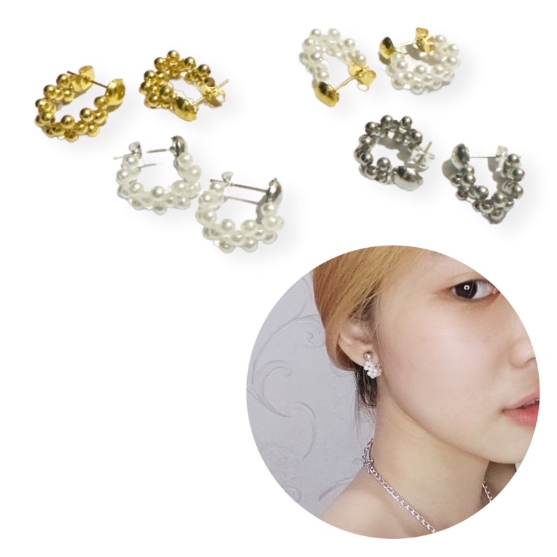 Kimmy Beaded Stud Earrings Anting Tusuk Anyam Model Huggie