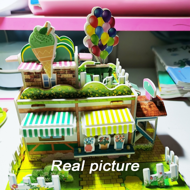 Mainan Puzzle Jigsaw 3D Bentuk Rumah Kastil Bahan Kertas Foam Untuk Edukasi Dini Anak