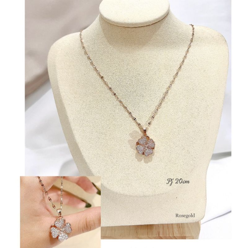 Kalung Titanium Asli RoseGold Anti Karat Anti Alergi kalung Stainless steel 010