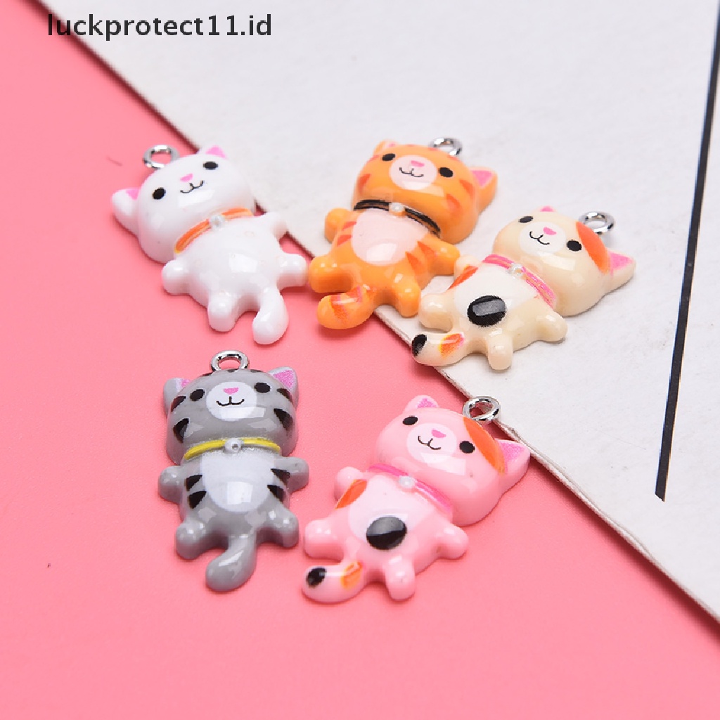 10pcs Liontin Bentuk Hewan Kucing Bahan Resin Untuk Membuat Perhiasan Anting