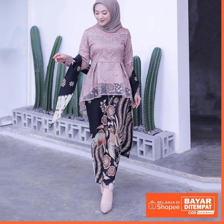 Special Price New Arrival - Kebaya Brukat Warna Navy - Kebaya Tille Brokat Mutiara - Kebaya Rok Bati