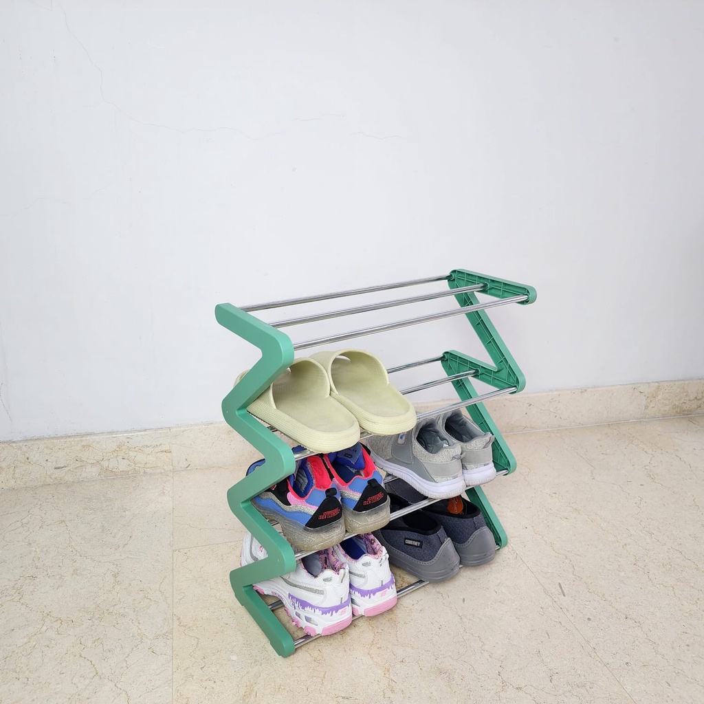 (800GR) SHENAR Z SHAPE SHOE RACK 4 LAYER / TEMPAT SEPATU KEKINIAN / RAK SEPATU 4 SUSUN / RAK SENDAL 4 SUSUN / RAK SEPATU TINGKAT