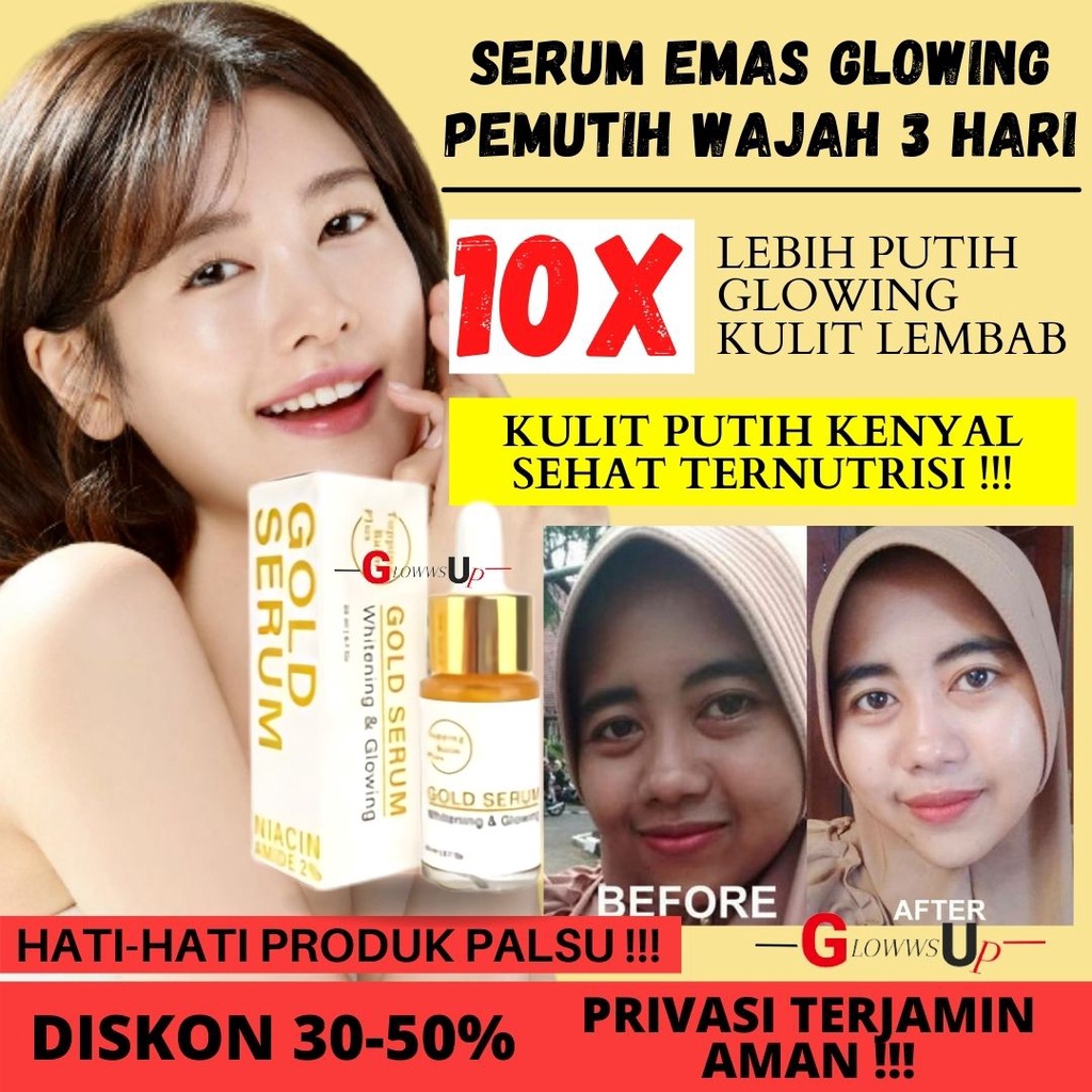 SERUM WAJAH GLOWING PELEMBAB WAJAH TOPPING BALM PLUS GOLD SERUM WHITENING N GLOWING 20ML - SERUM GOLD PENCERAH WAJAH