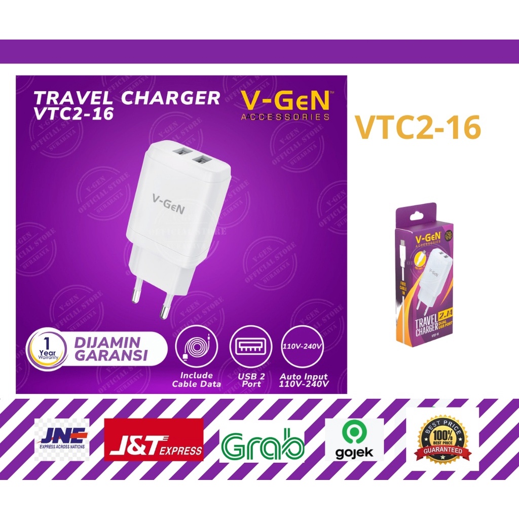 TRAVEL CHARGER V-GEN VTC1-15 VTC1-16 VTC2-16 2USB