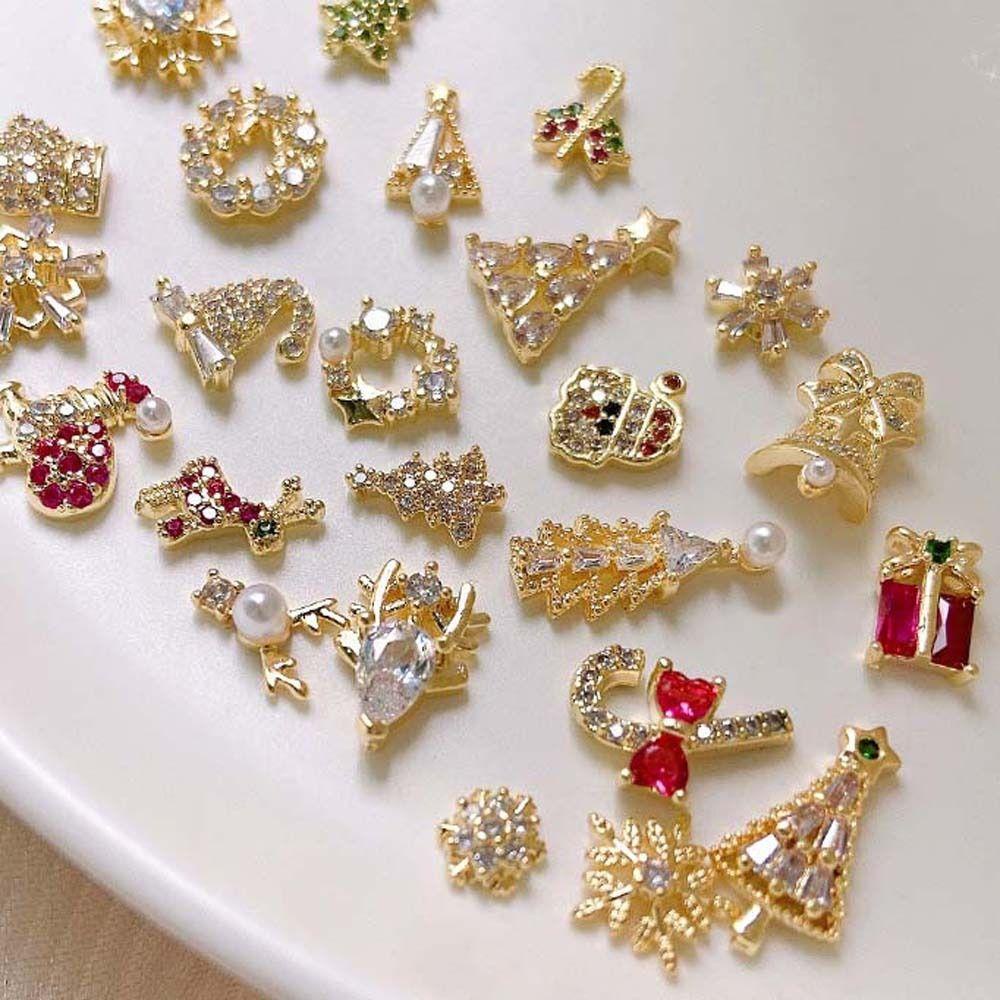 Mxbeauty Ornamen 3D Bentuk Lonceng / Rusa / Santa Claus / Pohon Natal Untuk Dekorasi Nail Art