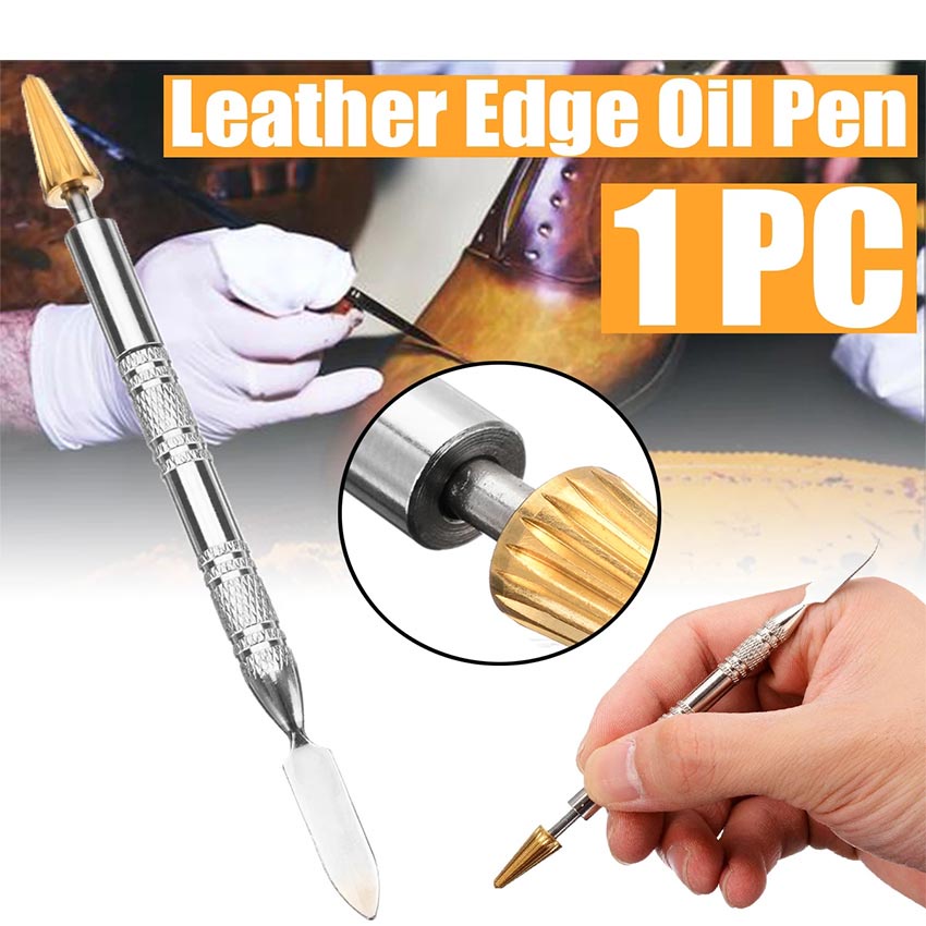 

Dual-purpose 2 Brass Head Leather Edge Oil Gluing Dye Pen Paint Roller Tool/ tahan lama