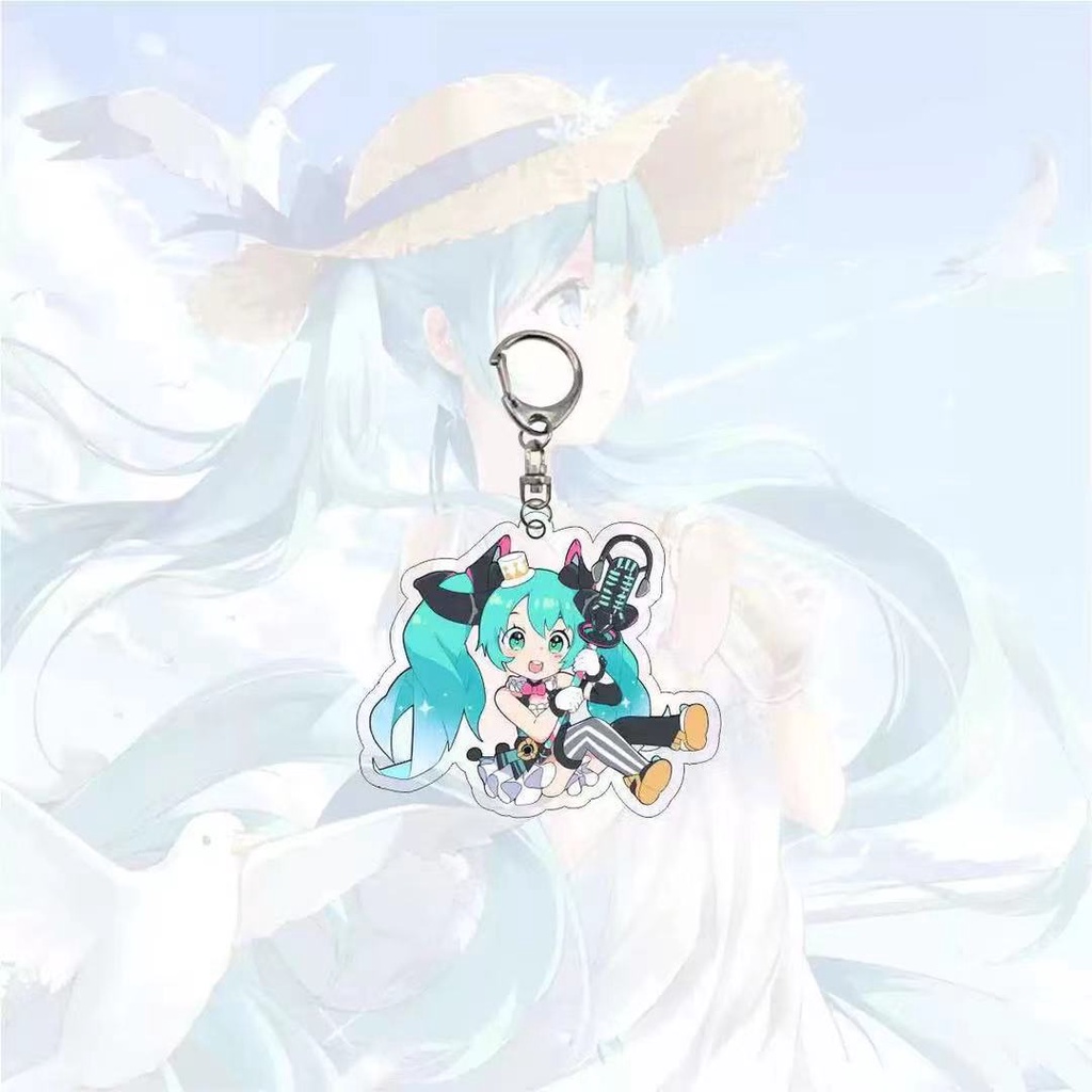 Gantungan Kunci Desain Anime Hatsune Miku Bahan Akrilik Ukuran 6Cm