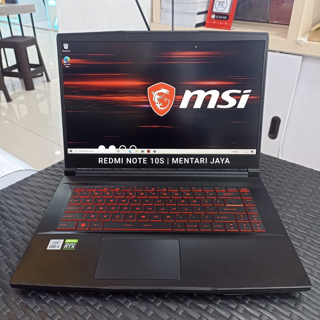 LAPTOP GAMING MURAH MSI GF63 THIN 10SCXR i5 10500H 8GB/16GB SSD 256GB+1TB HDD GTX1650 4GB 15.6 FHD IPS WIN10