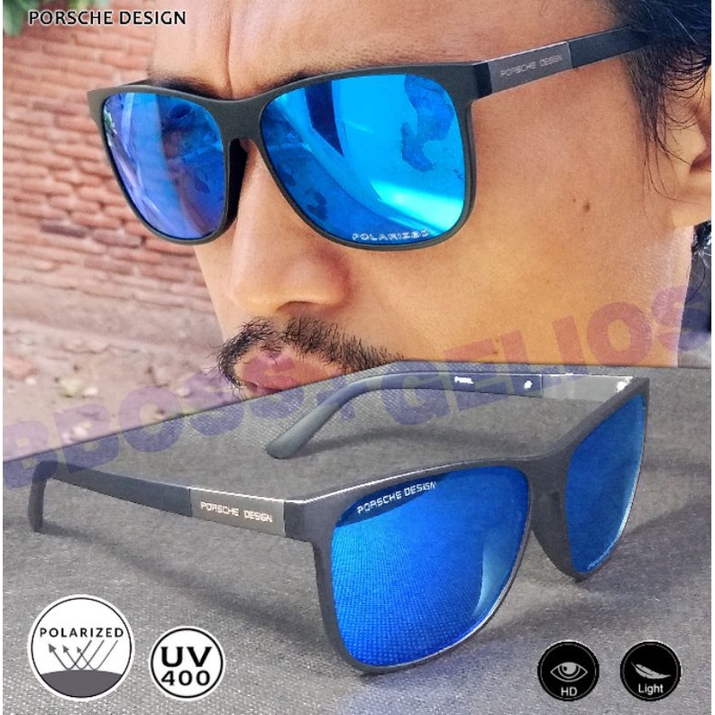KACAMATA POLARIZED BIRU PORSCHE DESIGN TITANIUM BLACK MATTE SUNGLASSES