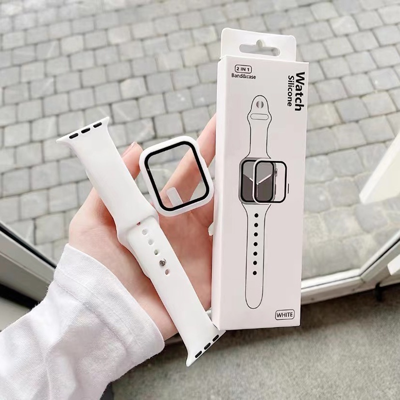 Tali Case Strap iWatch 2-in-1 Tempered Glass Design Coverage Screen Protector for iWatch Series 8/7 For IWatch 41mm 45mm