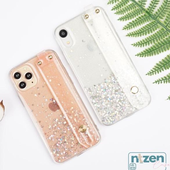 CASE GLITTER CLEAR WRIST STRAP IPHONE 12 MINI PRO MAX - 13PROMAX, PINK