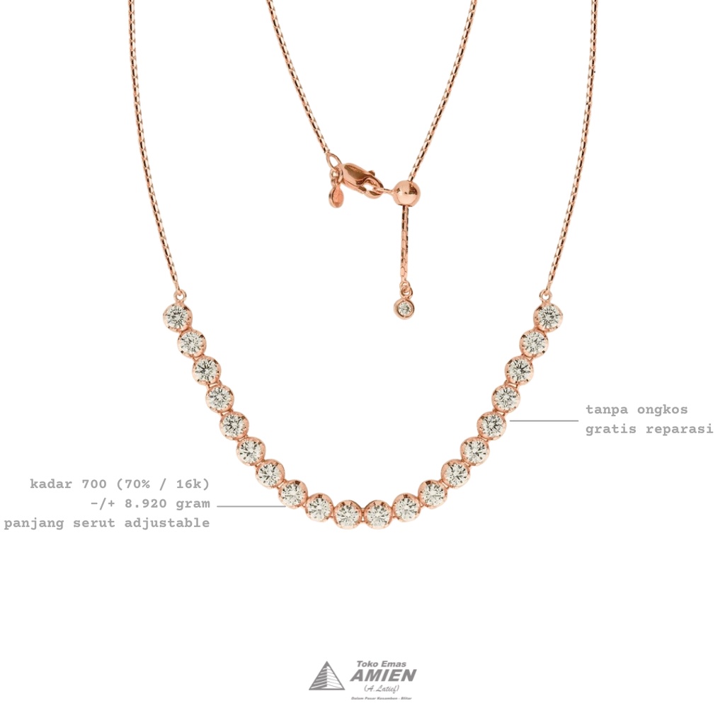Toko Emas Amien Kalung Emas Asli AYU Kadar 700 (70% / 16K) 8.920 Gram - Serut Adjustable Tennis List