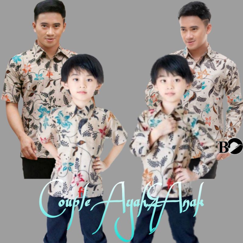Couple Batik Ayah Dan Anak Laki-laki // Kemeja Batik Pria Dewasa Dan Anak Cowok Motif salju size M L XL XXL 3L 4L 5L 6L