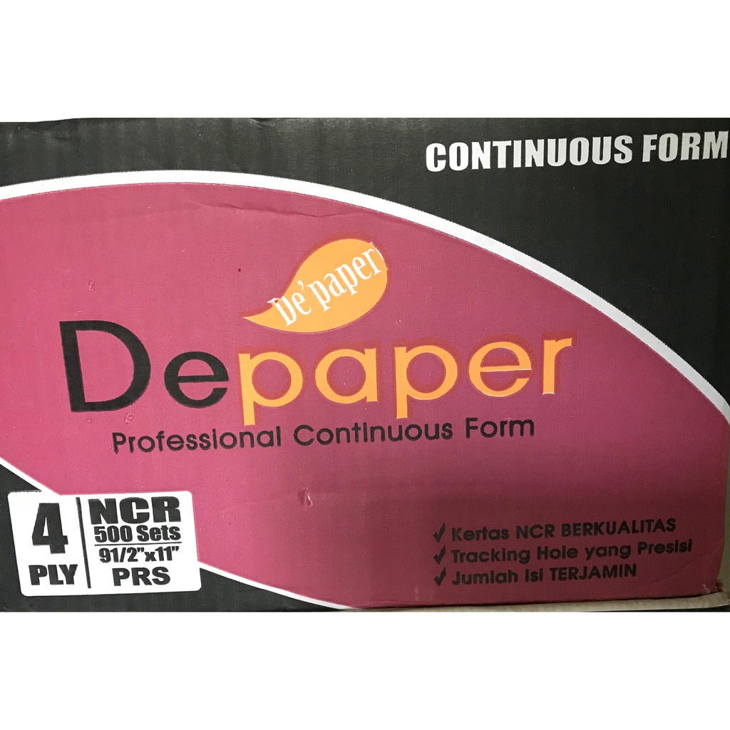 

DEPAPER KERTAS CONTINOUS FORM NCR 9.5 X 11 4PLY WARNA