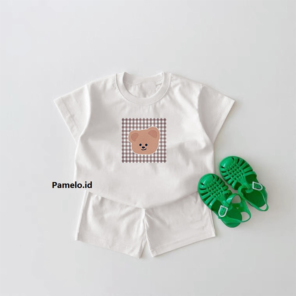 Pamelo.id Set Anak Korean Bear / Fashion Anak / Stelan baju anak / Korea Style / Set Balita / Set Anak Unisex