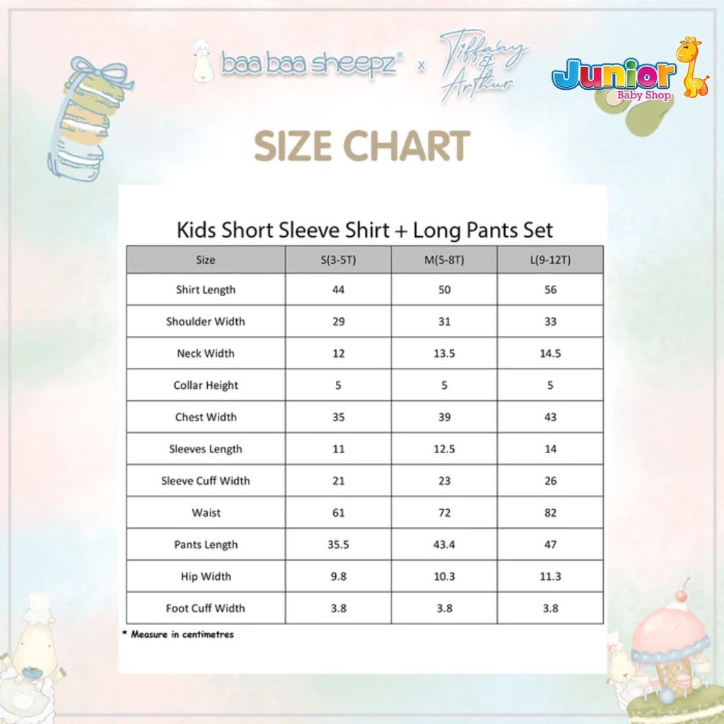 Baabaasheepz Short Sleeve Shirt+Long Pant X Tiffany&amp;Arthur Baabaachef - Pyajamas Anak