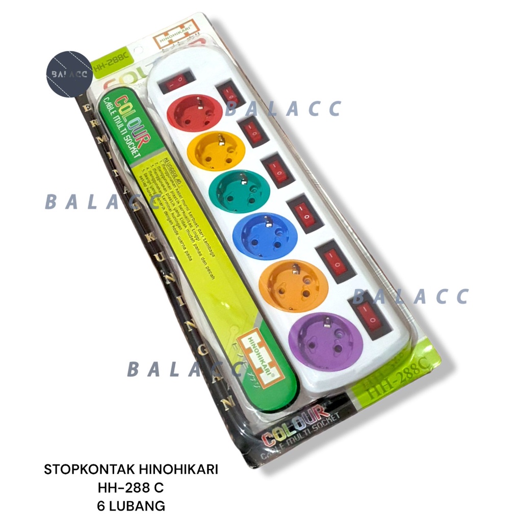 Stop Kontak 6 Lubang 1,8 Meter Hinohikari HH-288C SNI Stopkontak 6L 1.8m