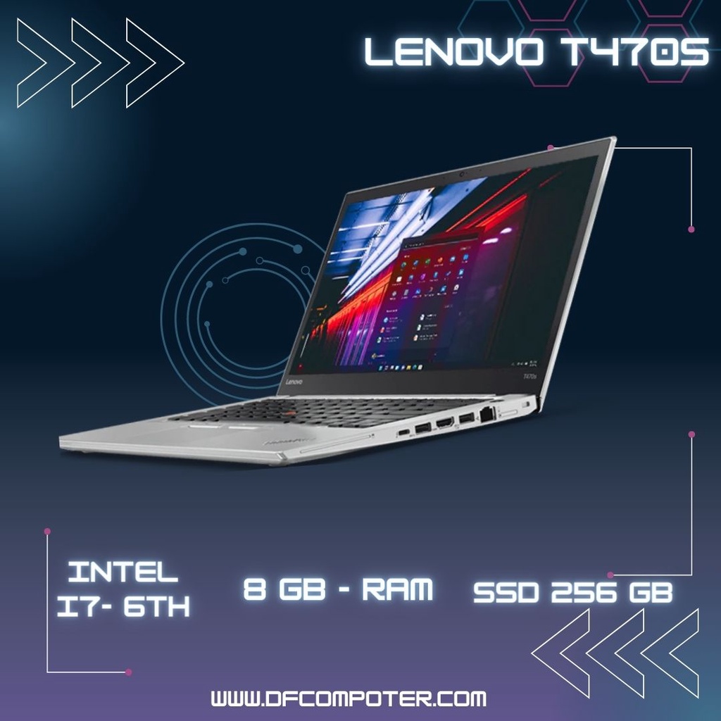 Lenovo ThinkPad T470s Laptop with Intel Core i7-6600U, 8GB DDR4 RAM, 256GB SSD, Windows 7 Pro - 14" 