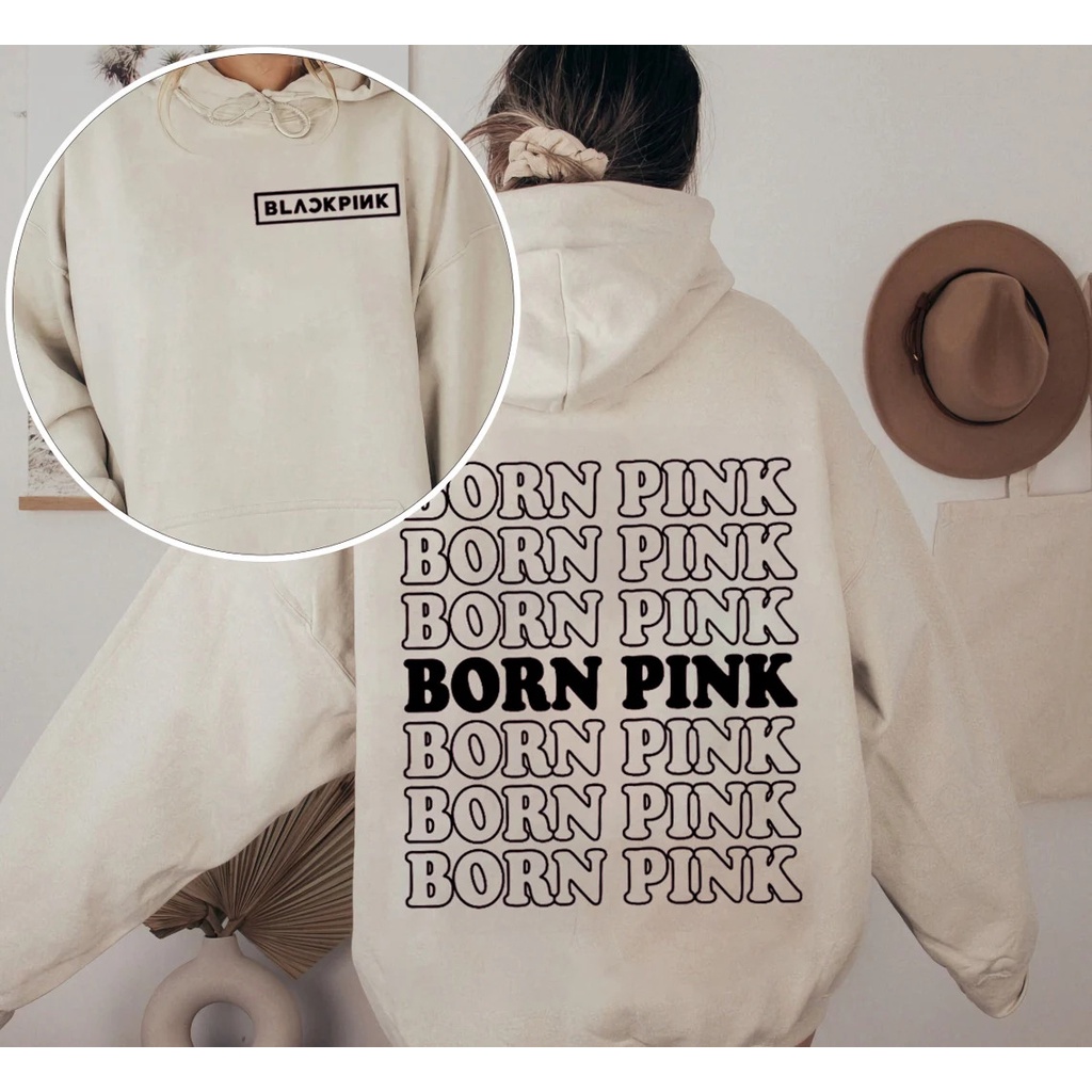 Hoodie Blackpink Bornpink Merchandise Lisa Jisoo Jennie Rose fleece banyak warna