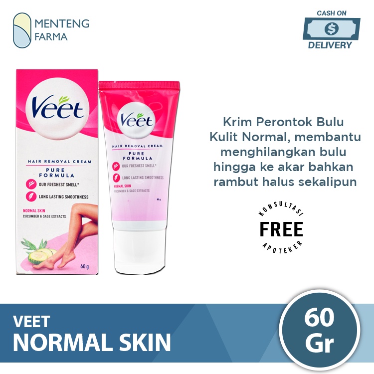 Veet Hair Removal Cream Normal Skin 60 Gr - Perontok Bulu Kulit Normal