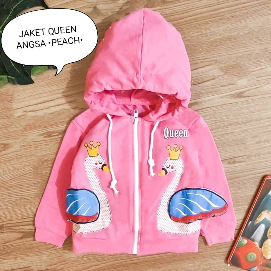 Jaket Bayi Perempuan / Baju Atasan Anak Cewek Hoodie Usia 3-12 Bulan Motif Jaket Hug Me Dan Angsa