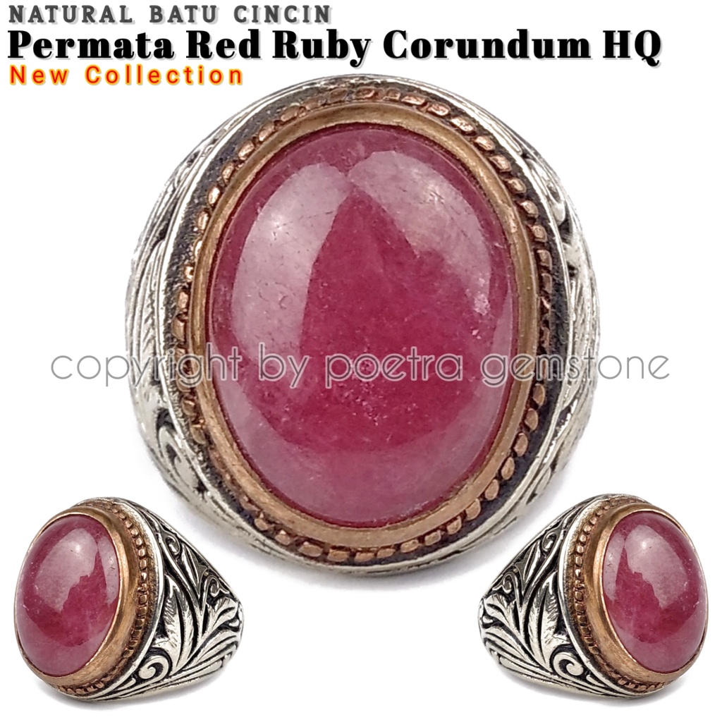 Natural Batu Cincin Permata Red Ruby Corundum HQ