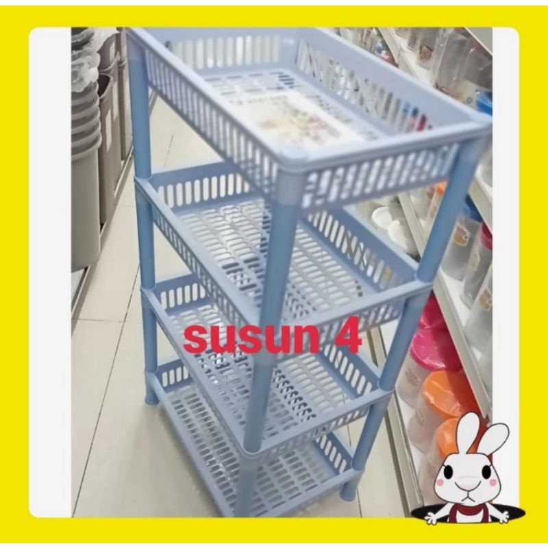 rak plastik serbaguna, besar, susun 4, Basic Home(member of Lion Star)