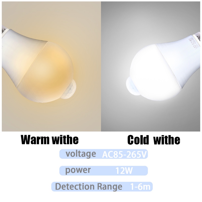 Lampu Bohlam E27 12W Portable Dengan Sensor Gerak PIR Hemat Energi Untuk Rumah