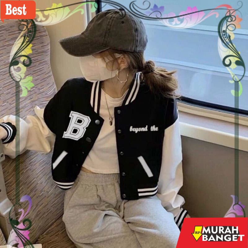 jaket wanita kekinian 2022 Atasan Wanita Remaja Baju Cewek Anak Muda Beyand Croope Jaket Base Ball B