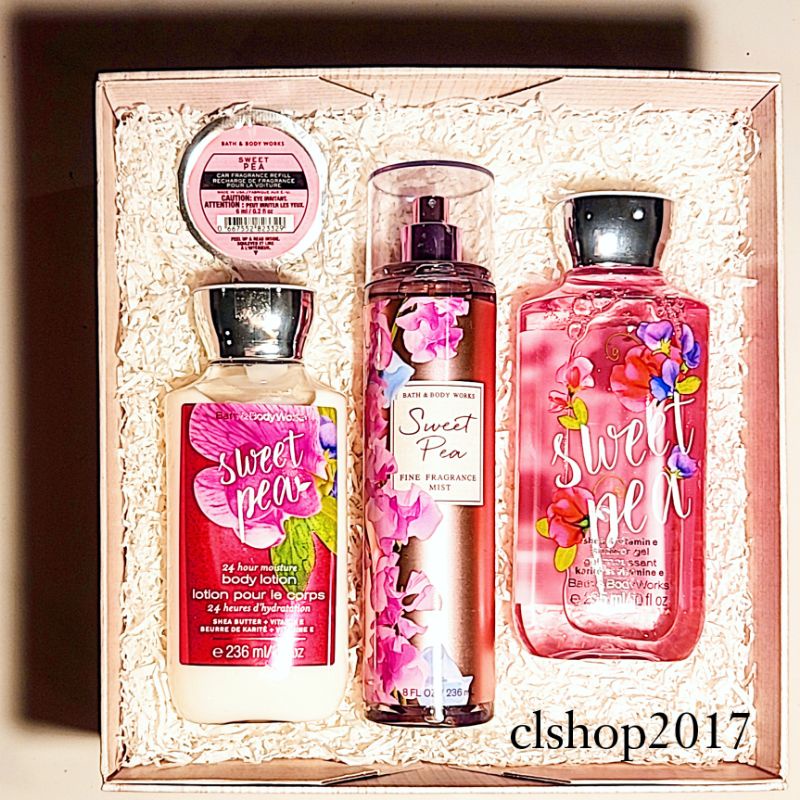 BBW SWEET PEA GIFT SET PAKET BATH &amp; BODY WORKS