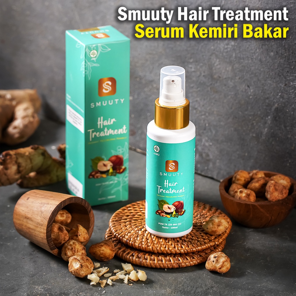 Smuuty Hair Treatment Serum Kemiri Bakar 100% Herbal BPOM Bonus Emas Mini