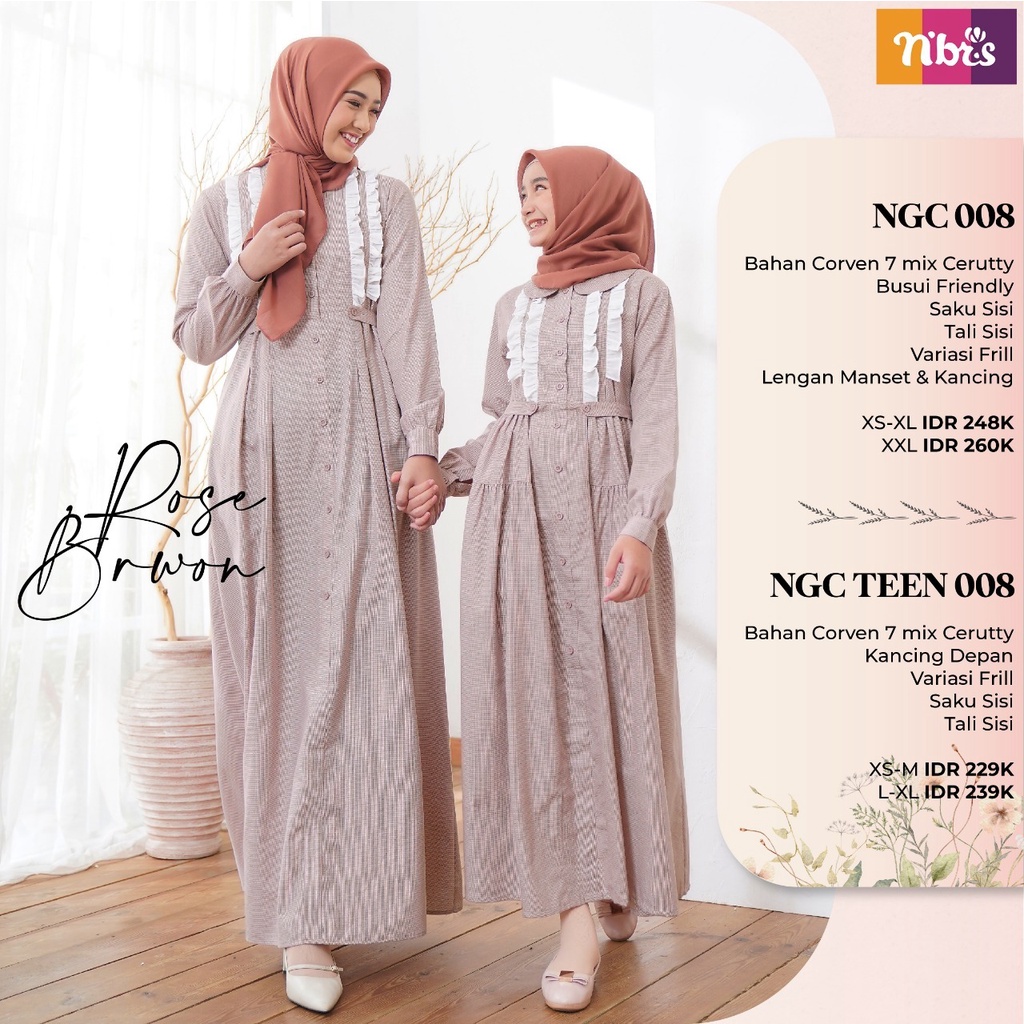 Ready Terbaru Nibras Gamis Couple Gamis ibu NGC 008 NGC 08 dan gamis Remaja NGC TEEN 008 NGC TEEN 08