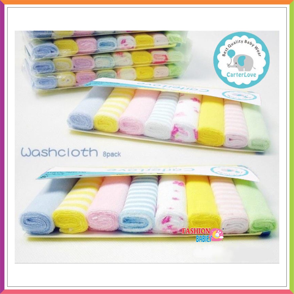 CARTER LOVE BABY WASHCLOTH | Sapu Tangan Bayi isi 8 Pcs ❤ Fashionbabies ❤