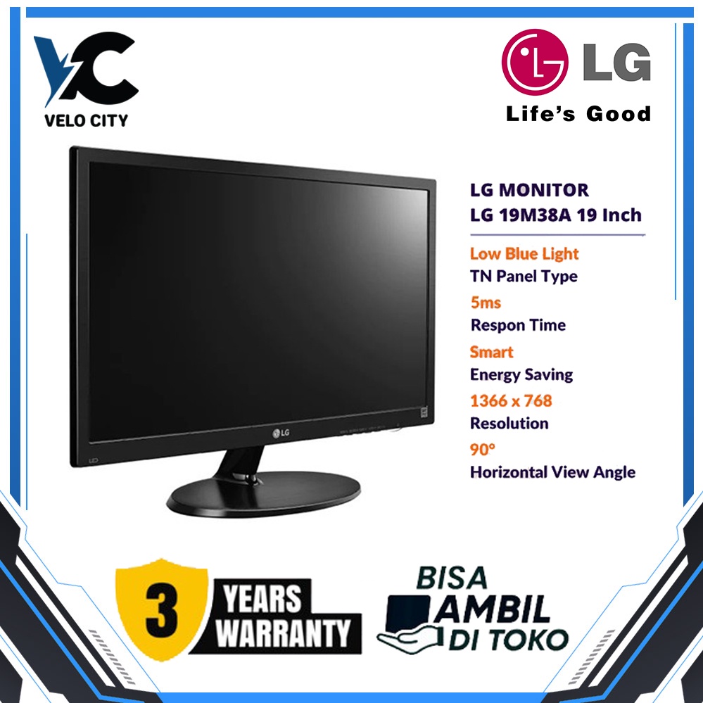 Monitor LG 19 Inch 19M38A 19&quot; LED VGA Output FULL HD Original