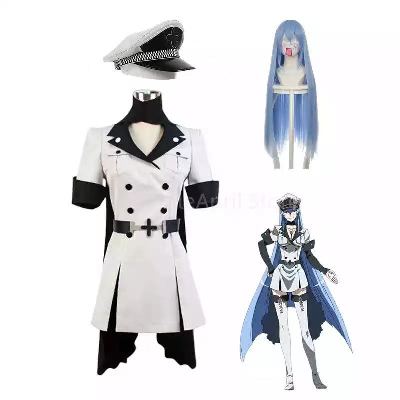 Cosplay Anime Life Akame Ga Kill Esdeath Empire Cosplay Costume Manga General Uniform with Hat Wig S