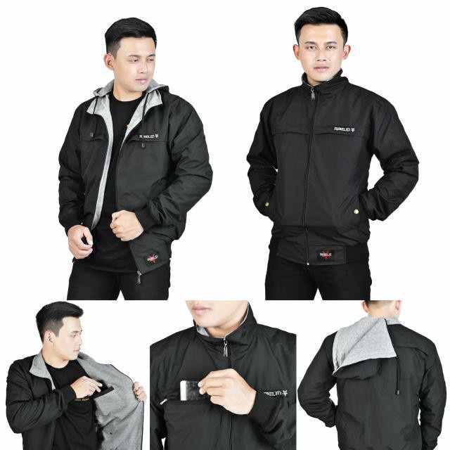 JAKET COWOK PARASUT PT Rebel ID Original / JAKET HOODIE PRIA WATERPROOF / JAKET ANAK MOTOR ANTI ANGIN