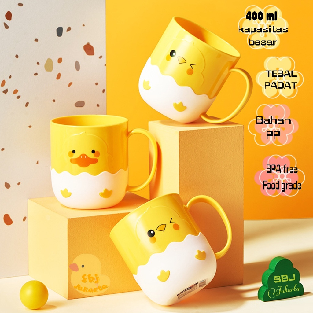 Mug Gelas Cangkir Plastik anak Lucu PP Food Grade BPA FREE 380ml bahan tebal padat