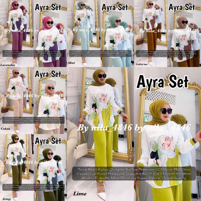 Cod Ayra set/setcel/setelan celana/baju muslim