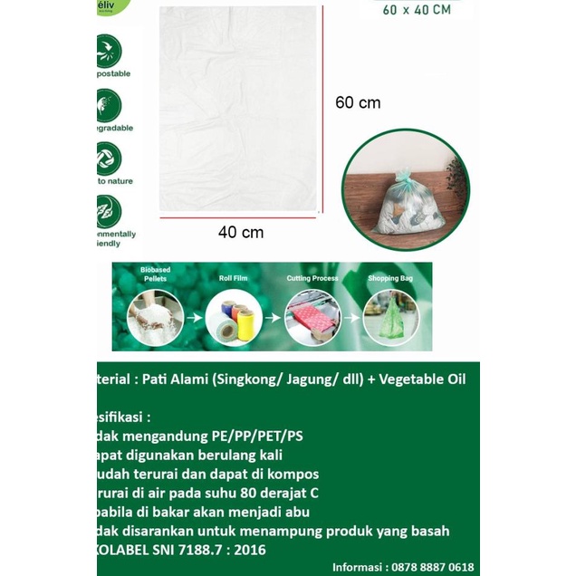 

Kantong Plastik Singkong Polos (Large) / Cassava Bag BIODEGRADABLE