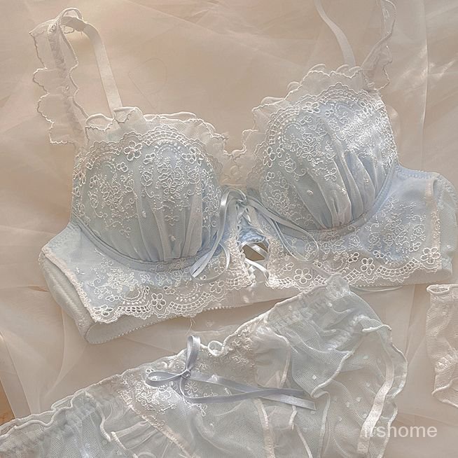 Pakaian dalam wanita Jepang tanpa cincin baja bordir pita manis pita bra busur dada kecil mengumpulk