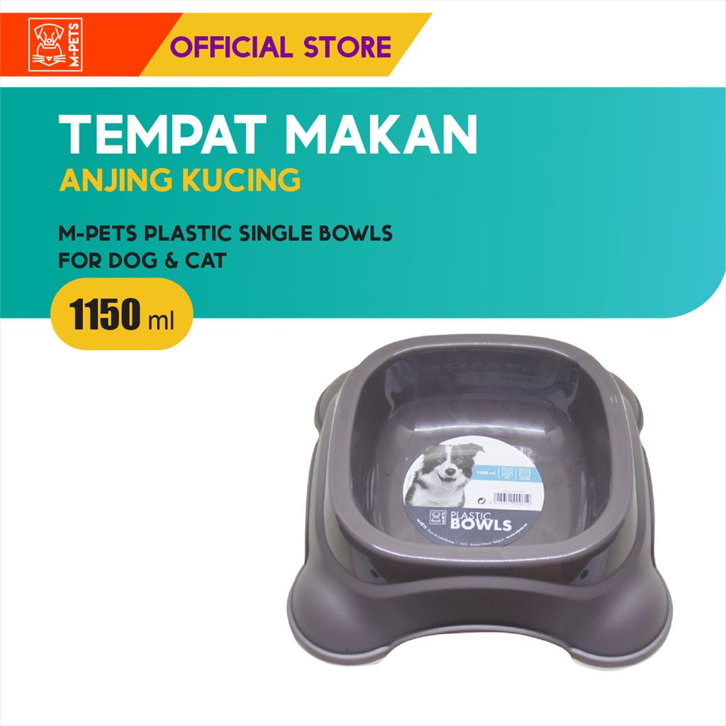 M-Pets Plastic Single Bowl 1150 ml / Tempat Makan Anjing Kucing